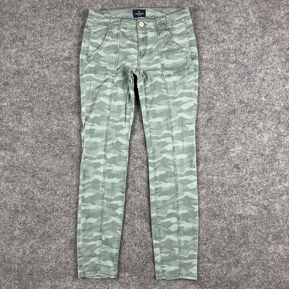 American Eagle Pants Womens Size 2 Green Camo Skinny Stretch Utility Chino